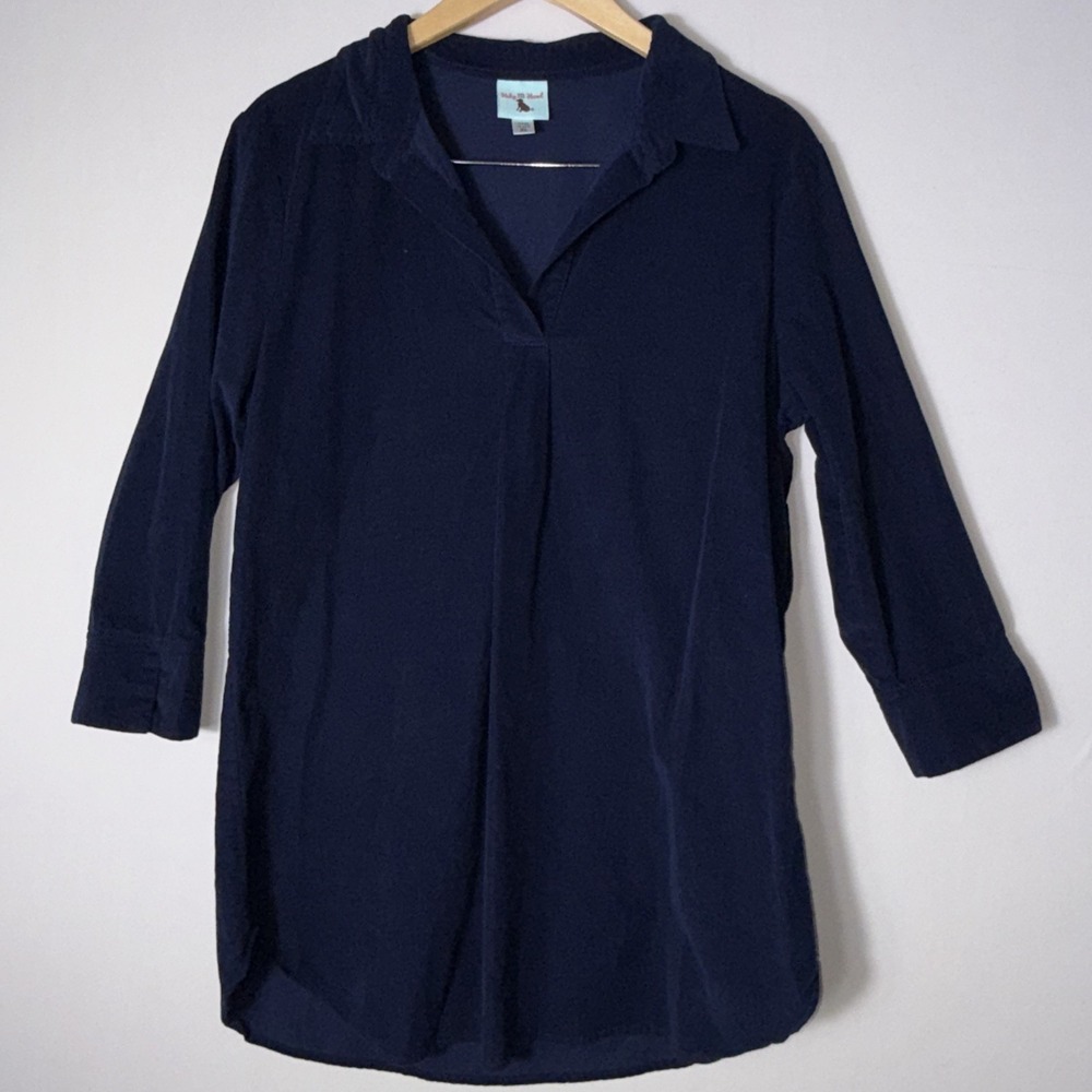 Haley And The Hound Women's Tunic Top Blouse Collared Blue Corduroy‎ Size XL